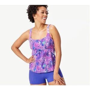 Kim Gravel x Swimsuits For All Scoop Tankini Set Bike S Purple Animal, Reg 14